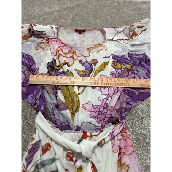 VIVIENNE TAM FLORAL DRESS SIZE M - Very Faint Stain On Belt ￼ - Picture 4 of 10